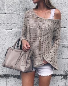 Summer fashion trends 2017 - open knit bell sleeve slouchy sweater on pinterestingplans