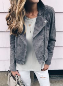 nordstrom anniversary sale outerwear - gray suede moto jacket on pinterestingplans