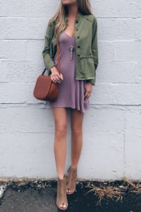 nordstrom anniversary sale outerwear picks - peplum utility jacket over casual tank dress