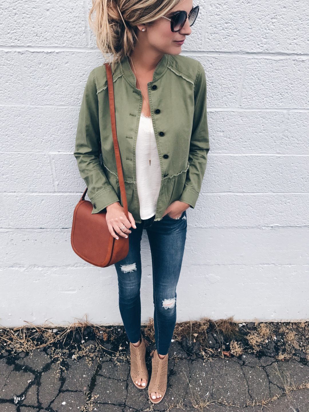 nordstrom anniversary sale outwear favorites - peplum utility jacket on pinterestingplans in casual outfit