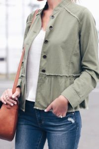 nordstrom anniversary sale outwear favorites - peplum utlity jacket over lace cami on pinterestingplans with crossover ring