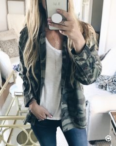 nordstrom anniversary sale tops - camo shirt jacket and basic white tank on pinterestingplans