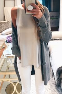 nordstrom anniversary sale tops - lush tank and BP long cardigan on pinterestingplans