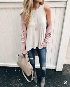 nordstrom anniversary sale tops - pink circle cardigan and lush side slit tank on pinterestingplans