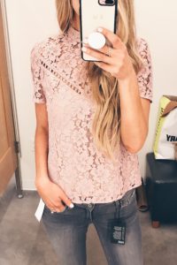 nordstrom anniversary sale tops - pink lace high neck top on pinterestingplan