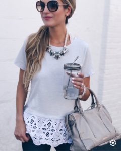 august instagram round-up - eyelet hem top and statement necklace on pinterestingplans