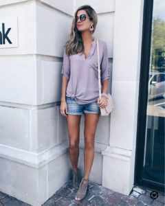 august instagram round-up - knotted. tunic and denim shorts with peep toe booties on pinterestingplans