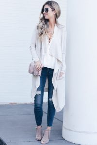 fall-transition-outfits-draped-thermal-cardigan-over-lace-up-cami-on-pinterestingplans