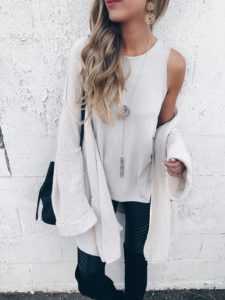 style leather leggings with a cardigan and over the knee boots on pinterestingplans