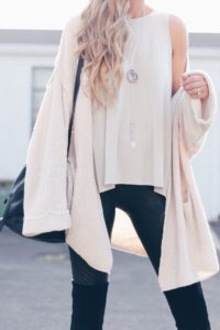 style leather leggings with an oversized cardigan and tank via pinterestingplans