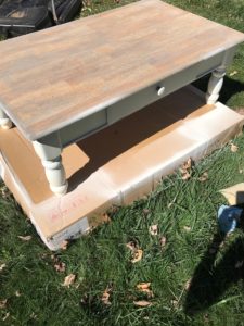 farmhouse coffee table makeover - painting done, need to add the wood planks