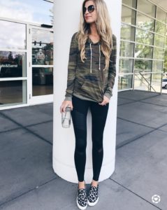MUST HAVES! his and her athleisure wear - pinterestingplans in moto leggings and camo pullover