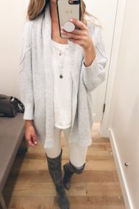 loft sale dressing room selfies - gray sweater cardigan