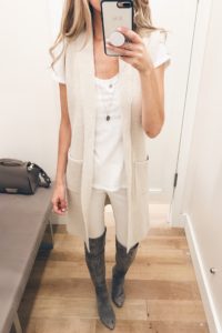 loft sale dressing room selfies - sleeveless sweater coatigan on pinterestingplans