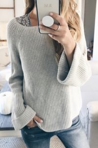 loft friends and family sale favorites - october 2017 - wide cuff gray sweater