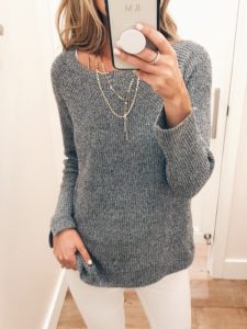 loft sale dressing room selfies - gray everyday knit sweater on pinteresting plans
