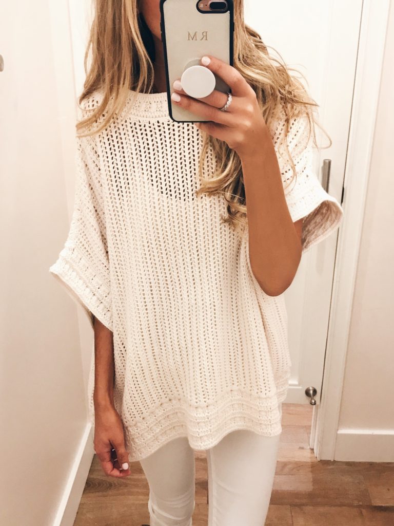 loft sale dressing room selfies - short sleeve cream knit sweater