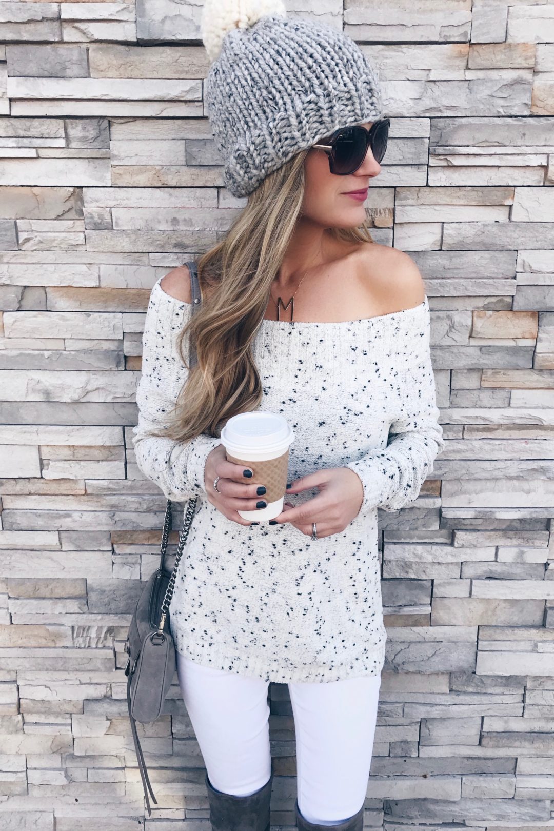 Nordstrom Black Friday sale - off the shoulder sweater and white skinny jeans on pinterestingplans
