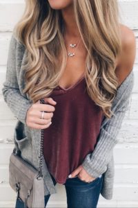 MUST HAVE OUTFIT!!!! velvet cami and gray cardigan and holiday outfits for the family on pinterestingplans