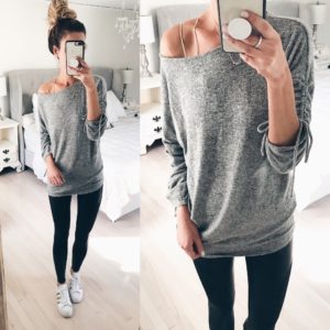 nordstrom black friday sale picks - gray fleece tunic with leggings - athliesure outfit on pinterestingplans