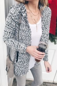 casual winter fashion trends 2018 - eyelash cardigan over gray skinny jeans on pinterestingplans
