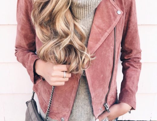 new christmas weekend markdowns - blush suede moto jacket