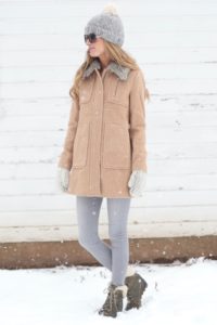winter outfits 2017 - tan jacket with gray fur trim color with skinny jeans and sorel wedge boots on pinterestingplans