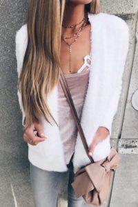 winter outfits 2017 - white eyelash cardigan ovre velvet cami and lace bralette