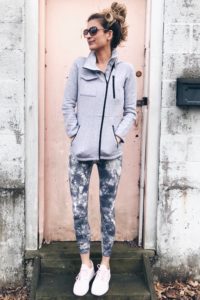 athleisure leggings - tie dye leggings and sweatshirt jacket on pinterestingplans connecticut lifestyle blogger