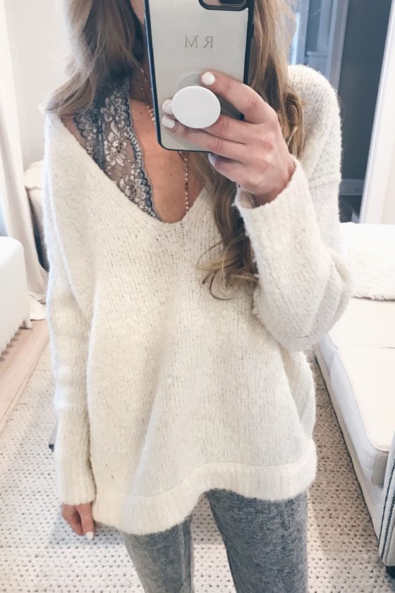 Style Tips for Wearing a Bralette | Oversized Sweater with Lace Bralette