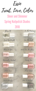 Spring Nail Polish Shades 2018 - Sheer and Shimmer Essie Treat Love Color Shades on Pinteresting Plans
