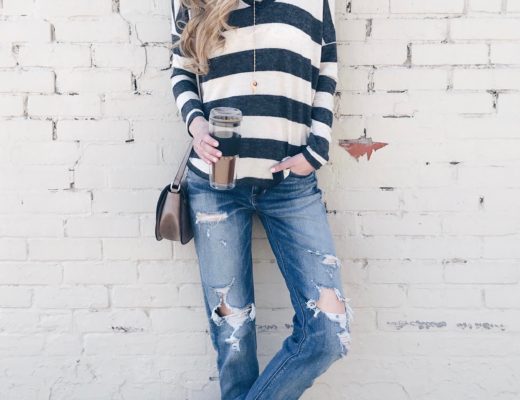 Transitional Spring Outfit- Bf jeans/striped tee