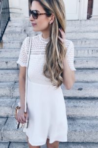 White Moc Neck Bridal Shower Dress