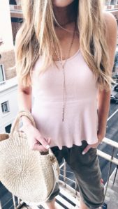spring outfit ideas - tank top with linen joggers on pinteresting plans connecticut fashion blog
