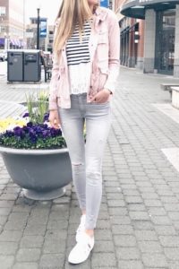 pink utility jacket - early Spring outfit and Mother's Day makeover on pinteresting plans fashion blog