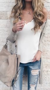 Spring Outfit Round Up - Scalloped Cami/ Cardigan