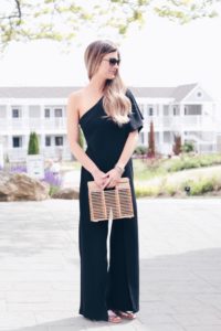 one shoulder black formal jumpsuit on pinteresting plans fashion blog