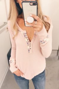 Nordstrom Anniversary Sale 2018 Dressing Room Outfits - Pink Sparkle Henley