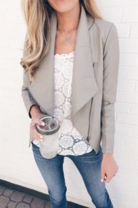 Labor Day Weekend Sale Round Up - lace tip under drape front faux leather coat on Pinteresting Plans Connecticut fashion blog