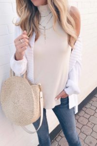 mock neck tank under white cardigan and Labor Day weekend Sale roundup on Pinteresting Plans fashion blog