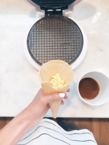easy breakfast ideas for kids - "waffle" cones filled with scrambled eggs on pinteresting plans lifestyle blog
