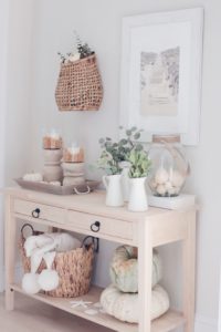 coastal console table - tips for picking art for your home on pinteresting plans blog