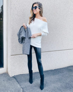 dressy top to wear with faux leather leggings