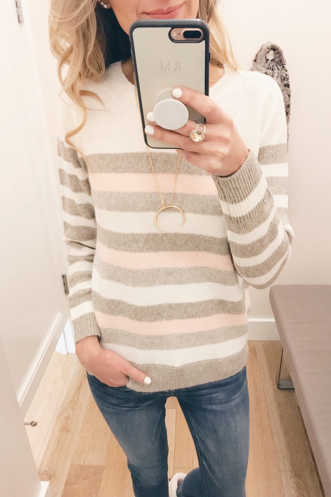 veteran's day weekend sale round up 2018 pink white striped sweater
