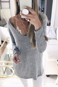 Early Cyber Week Sales - Grey Vneck Cozy Sweater