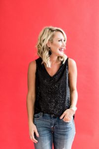 gibson glam holiday outfit ideas - the "cassie" black sequin tank
