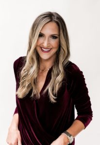 gibson glam holiday outfit ideas - the MALLORY velvet wrap top in burgundy