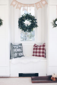 holiday mudroom decor - cozy bench seat on pinteresting plans blog