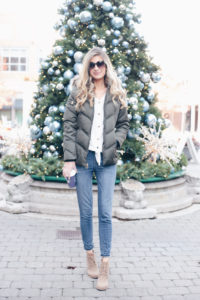 late fall outfit - wedge booties and puffer coat on pinteresting plans fashion blog
