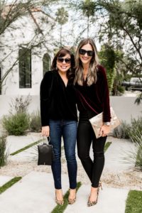 velvet tops for holiday outfit ideas from the gibson glam collection